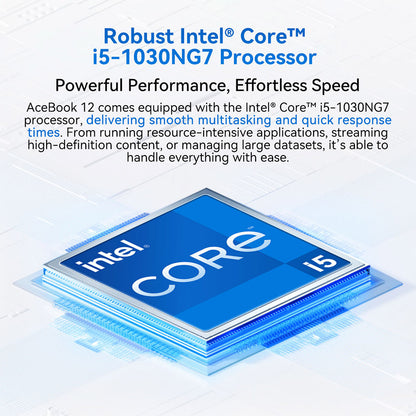 Blackview Acebook 12 Laptop, 16 inch 1920*1200 IPS Screen, Intel Core i5-1030NG7 4 Cores Max 3.5GHz, 16GB RAM 512GB SSD, WiFi 5 Bluetooth 4.2, 1*Full-featured Type-C, 2* USB 3.2, 1* USB 2.0, 1* HDMI, 1* SD Card, 1* Audio Jack, 57Wh Battery
