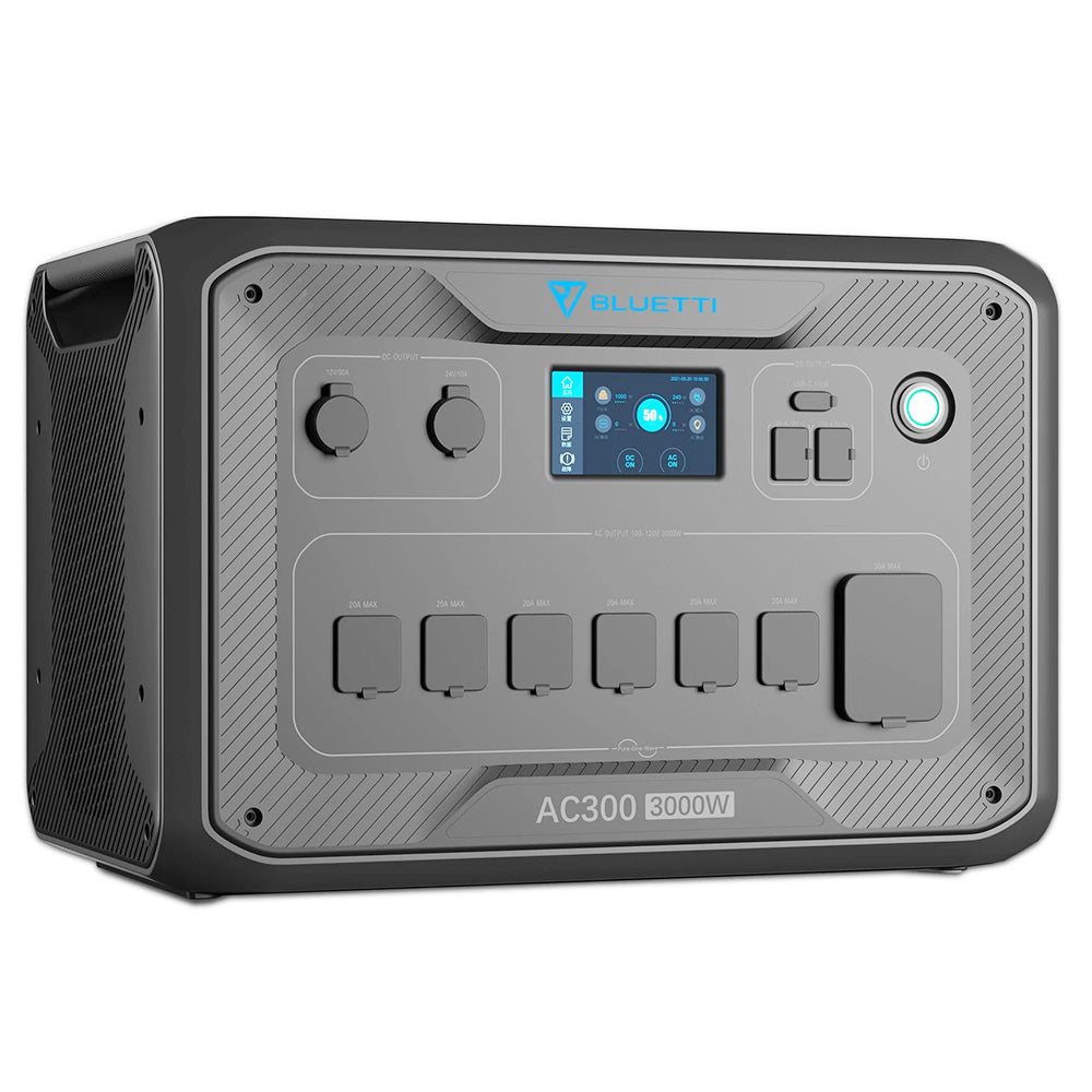 BLUETTI AC300 3000W Inverter Module, Must Work with B300, 2400W Solar Input, 3000W AC Outlets, 6000W Surge Power, Expandable Capacity From 3072Wh to 12288Wh, 13 Outputs, 15W Wireless Charging Pad, APP Control