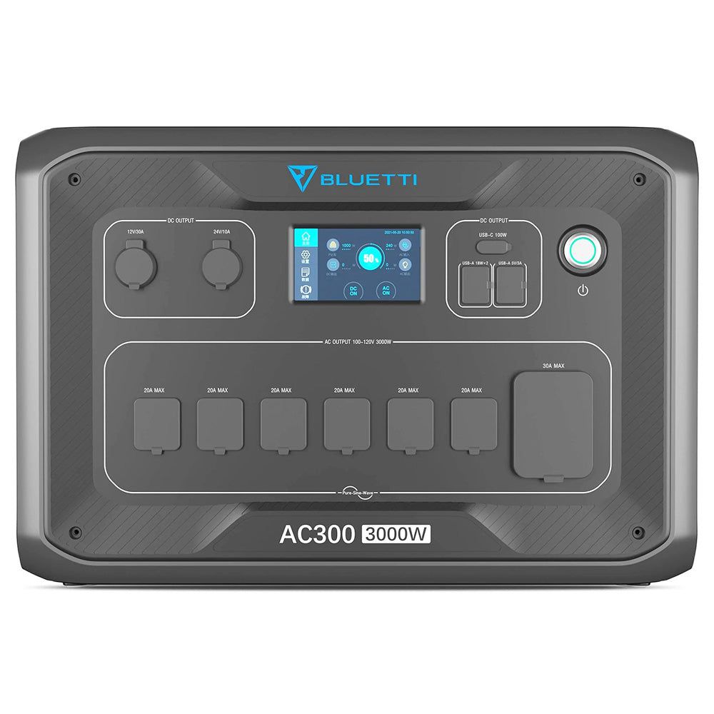BLUETTI AC300 3000W Inverter Module, Must Work with B300, 2400W Solar Input, 3000W AC Outlets, 6000W Surge Power, Expandable Capacity From 3072Wh to 12288Wh, 13 Outputs, 15W Wireless Charging Pad, APP Control