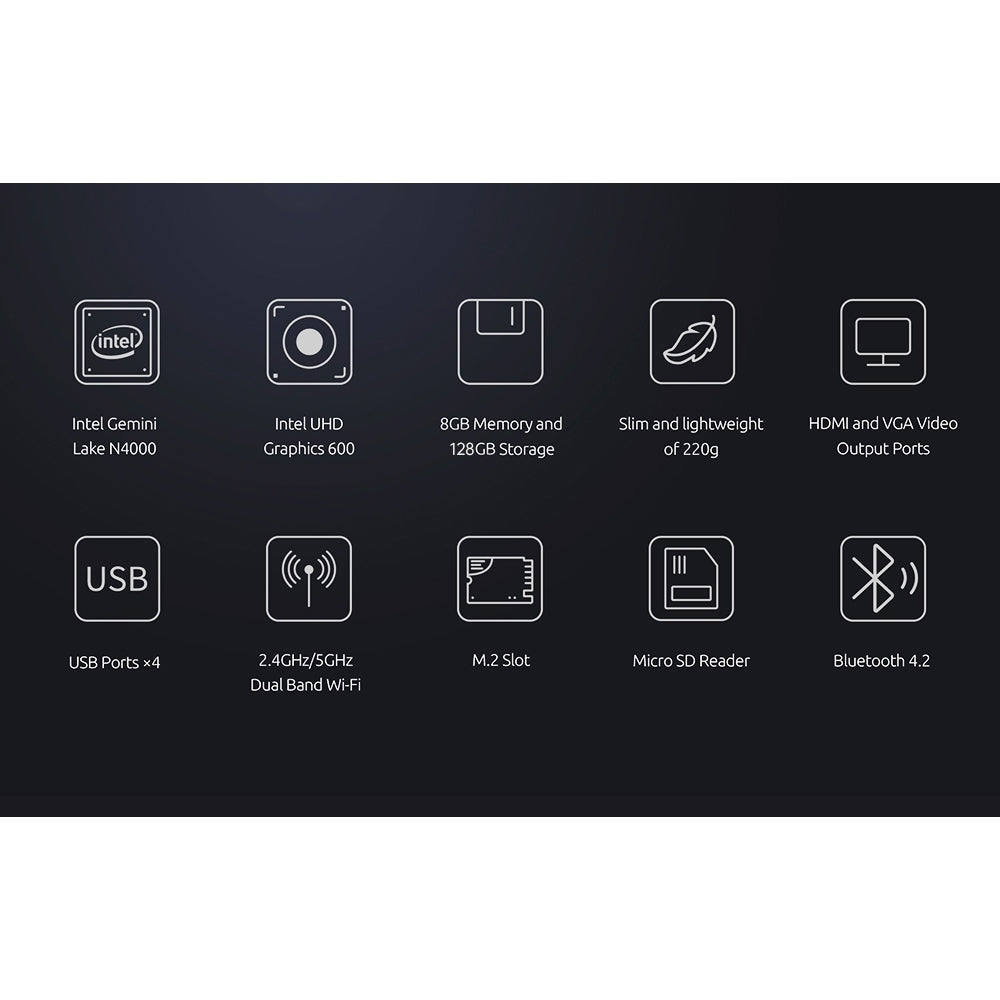 BMAX B1 Pro Mini PC Intel Gemini Lake N4000 Up to 2.6 GHz Windows 11 8GB RAM 128GB SSD 2.4G/5G Dual Band WiFi Bluetooth 4.2 - EU