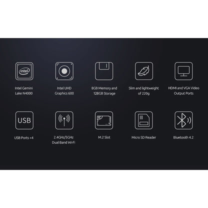 BMAX B1 Pro Mini PC Intel Gemini Lake N4000 Up to 2.6 GHz Windows 11 8GB RAM 128GB SSD 2.4G/5G Dual Band WiFi Bluetooth 4.2 - EU