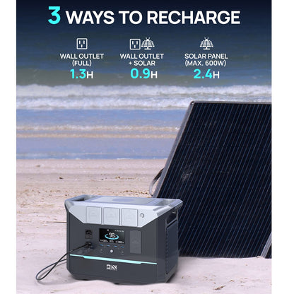 DaranEner NEO1500Pro Portable Power Station, 1382Wh LiFePO4 Battery Solar Generator, 1800W AC Output, Charge to 80% in 1 Hour, 14 Ports, for Outdoors Camping, Travel, RV, Home Emergency
