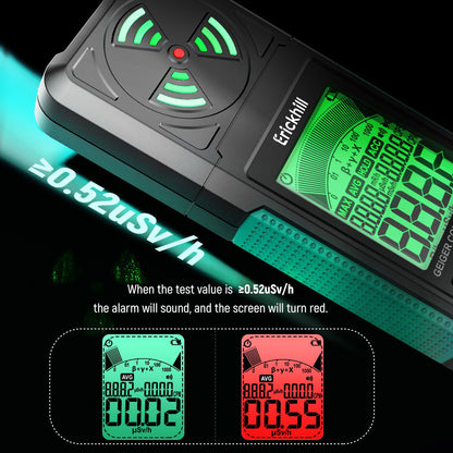 ERICKHILL EGF02 Digital Nuclear Radiation Detector, Geiger Counter, Portable Beta Gamma X-ray Radiation Dosimeter with LCD Display for Home, Radioactive Mineral Mining