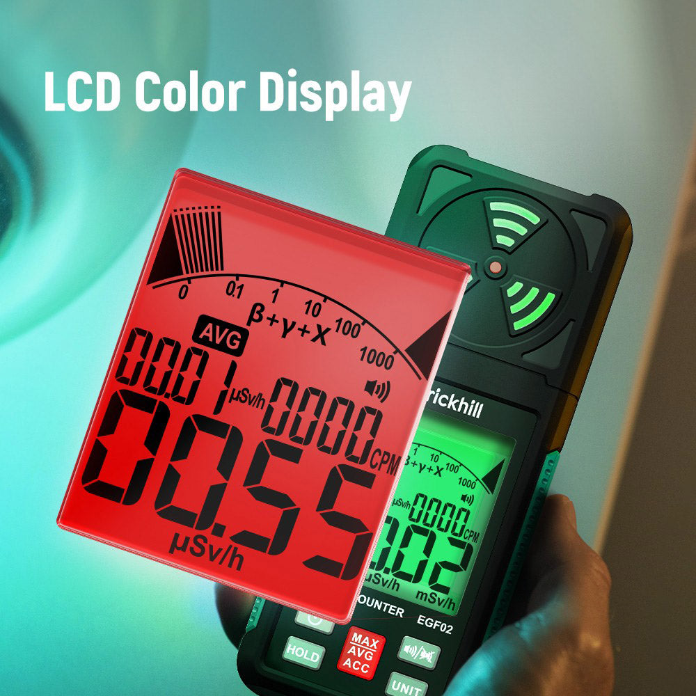 ERICKHILL EGF02 Digital Nuclear Radiation Detector, Geiger Counter, Portable Beta Gamma X-ray Radiation Dosimeter with LCD Display for Home, Radioactive Mineral Mining