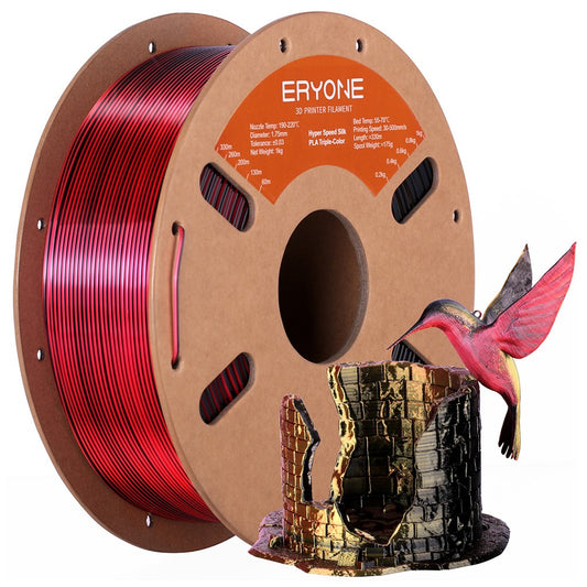 ERYONE High Speed Silk Tri-color PLA Filament 1kg, Black &amp; Red &amp; Golden
