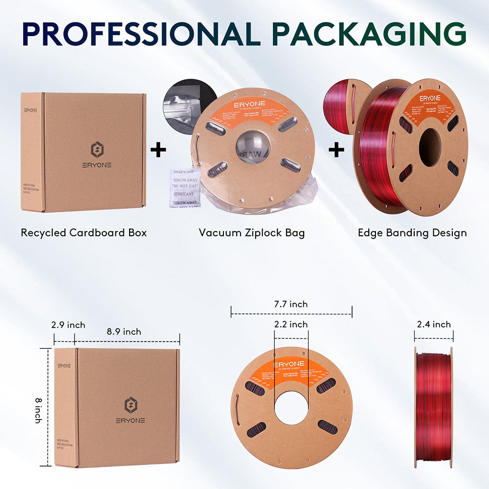 ERYONE High Speed Silk Tri-color PLA Filament 1kg, Black &amp; Red &amp; Golden