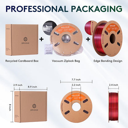 ERYONE High Speed Silk Tri-color PLA Filament 1kg, Black &amp; Red &amp; Golden