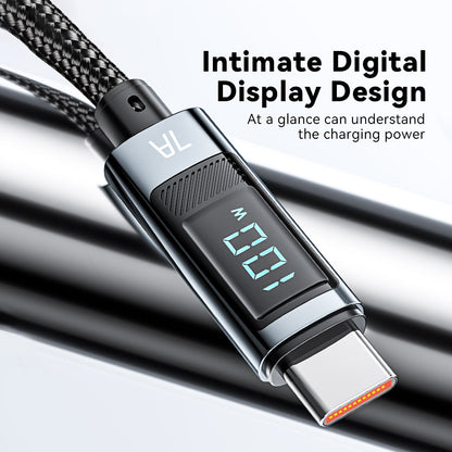 ESSAGER 100W 7A USB-A to Type-C Charging Cable, Digital Display, USB2.0 480Mbps, with Velcro, QC Protocol
