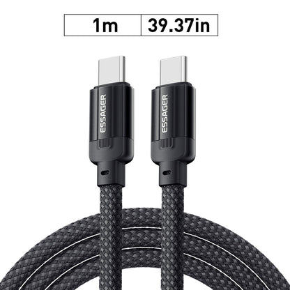 ESSAGER 240W 5A Type-C to Type-C Charging Cable, USB2.0 480Mbps, Magnetic Adsorption, Flexible Adjustment, E-Marker Chip, 1m