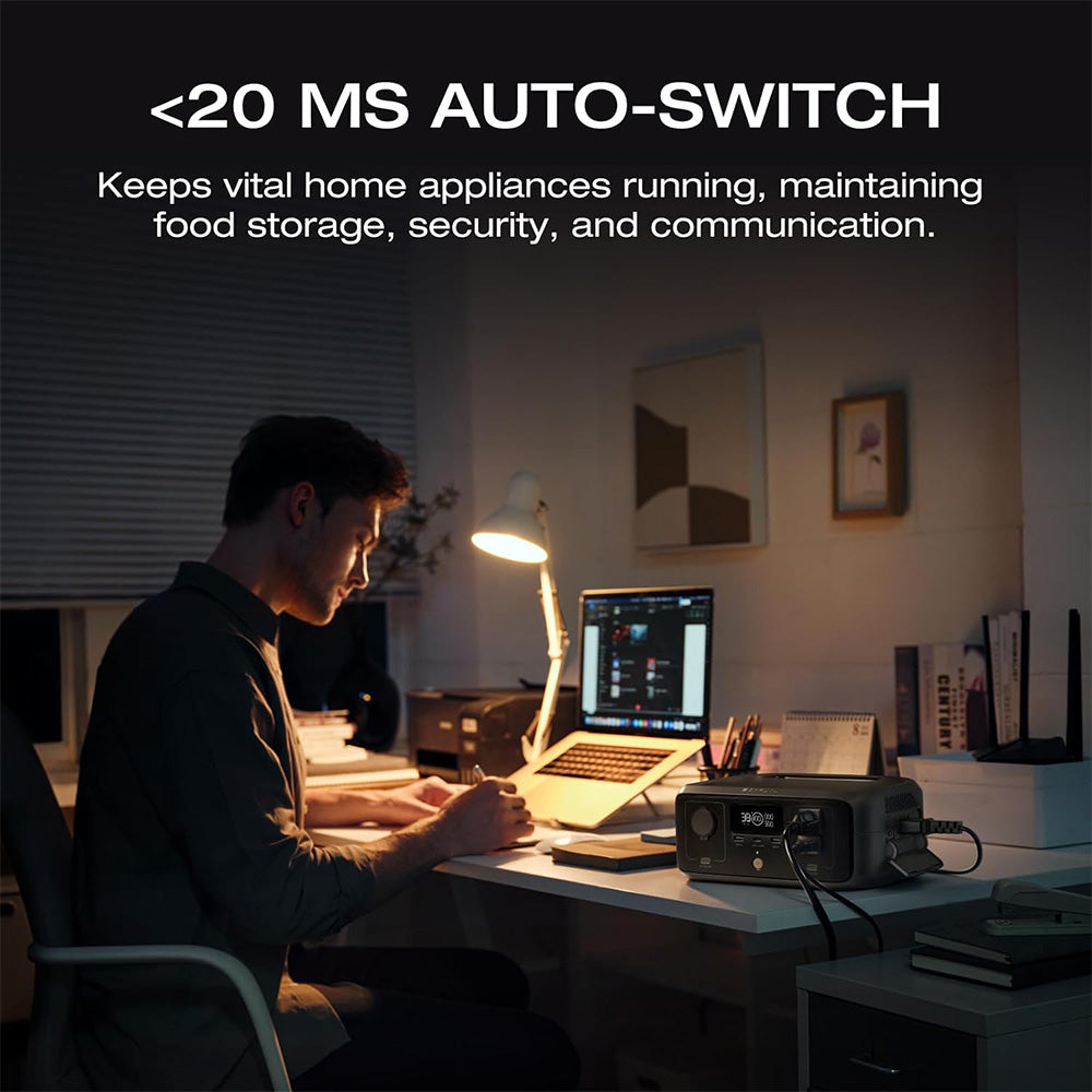 EcoFlow RIVER 3 Portable Power Station, 245Wh LiFePO4 Battery, 300W Up to 600W AC Output, 6 Outlets, <20ms UPS &amp; <30dB, IP54 Waterproof, 1h Fast Charging Solar Generator, for Outdoor/Camping/Home Use