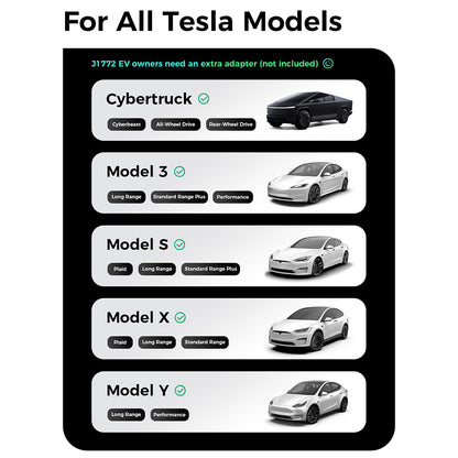 EG Evgoer EG-C0008 Extension Cord for Tesla, 16.4ft Cable, 50A Max Support 12kW with NACS Connector, IP66 Waterproof, for Level 1 and 2 EV Charger, Compatible with All Tesla Models