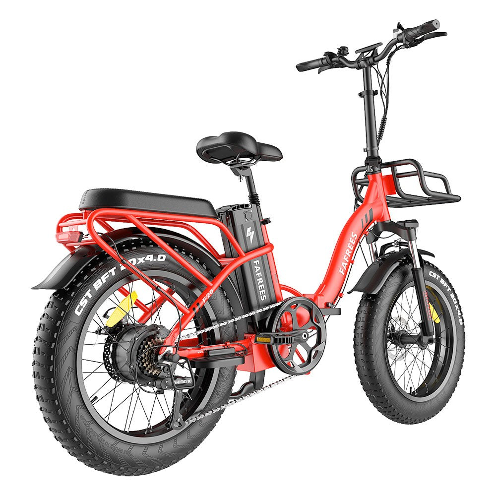 Fafrees F20 Max Electric Bike 20*4.0 Inch Fat Tire 500W Brushless Motor 25Km/h Speed Removable 48V 22.5Ah Samsung Cell Battery Front &amp; Rear Disc Brakes Shimano 7-Speed Gear 150KG Max Speed Folding E-bike with Footrest - Red