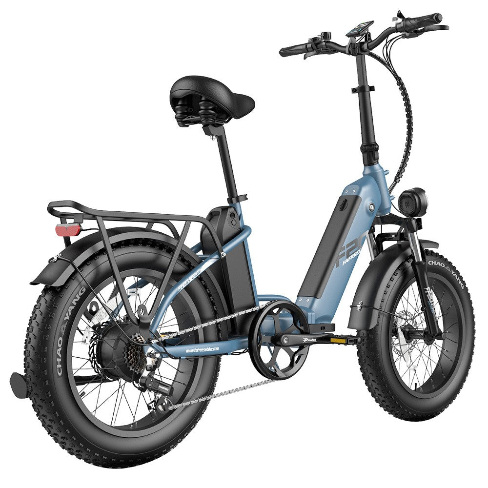 Fafrees FF20 Polar Electric Bike 48V 500W Motor 40Km/h Max Speed Dual 10.4Ah Batteries for 150KM Range 20*4.0 Inch CHAOYANG Fat Tire Double Disc Brakes Shimano 7-Speed Gear LCD Color Display - Blue