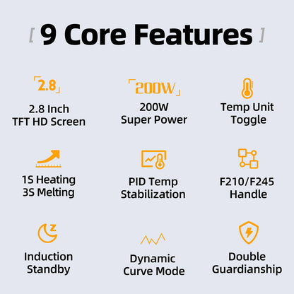 FNIRSI DWS-200 F245 Standard 200W Digital Soldering Iron Station Kit, with 1 Iron Tip and 2 Helping Hands, Temp Value &amp; Curve Mode, 3 Temperature Storage, Full-Color Display