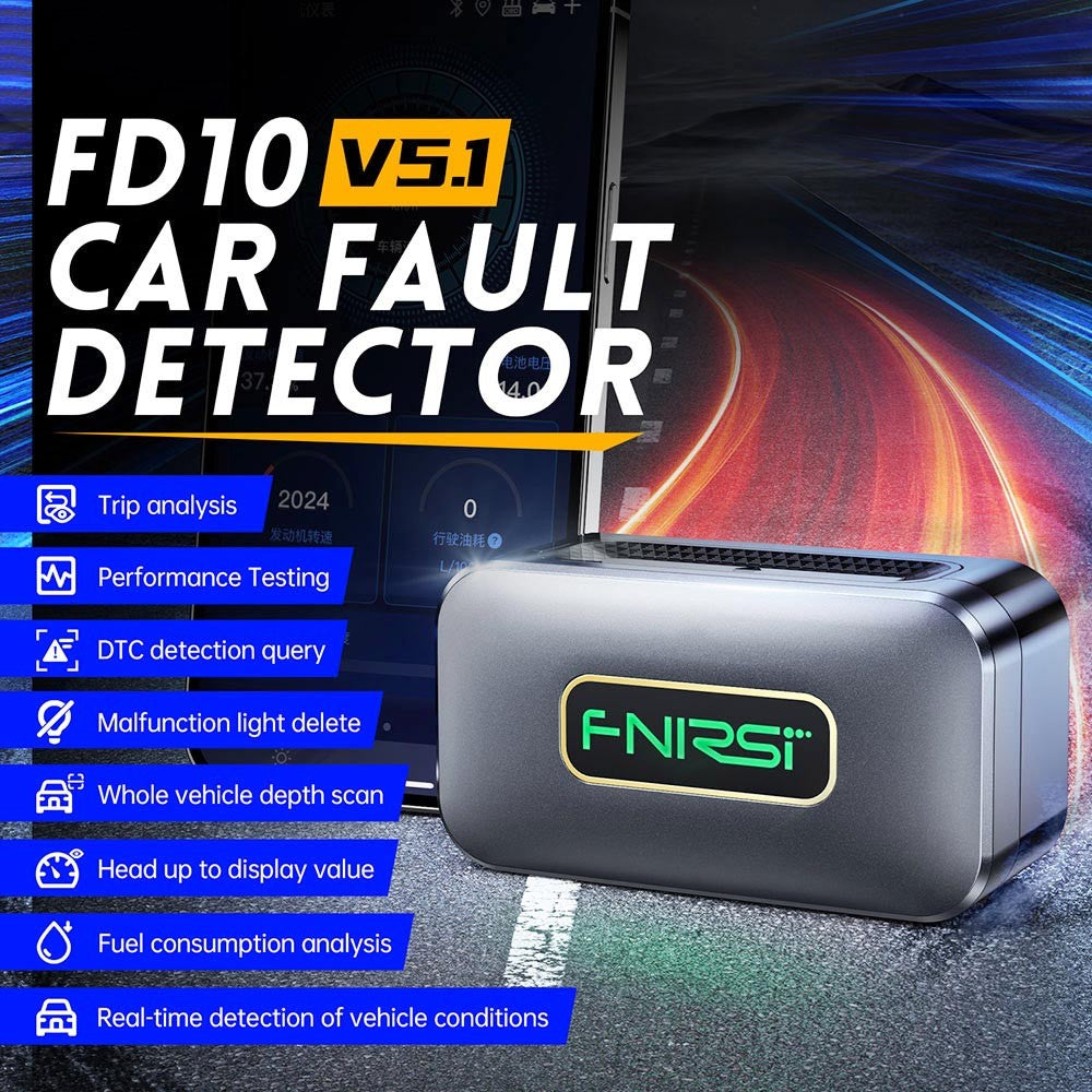 FNIRSI FD10 Car Fault Detector, OBD2 Scanner, Code Reader Clear Error Diagnostic Tool, Bluetooth V5.1, Support 9 OBD2 Protocols, for iOS &amp; Android