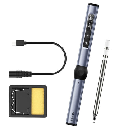 FNIRSI HS-01 Smart Soldering Iron Kit, PD 65W, 80-420 Celsius Fast Heating, Digital OLED Screen, Auto Sleep - Blue