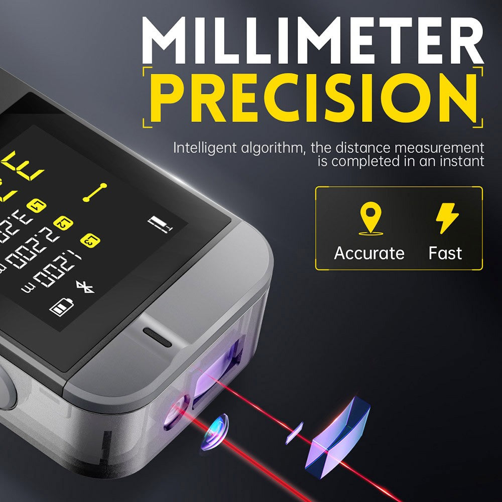 FNIRSI IR40 Smart Laser Rangefinder, Digital Distance Meter, 40M Measurement Range, 360-Degree Gravity Sensor, App Connection, 400mAh Battery - Grey