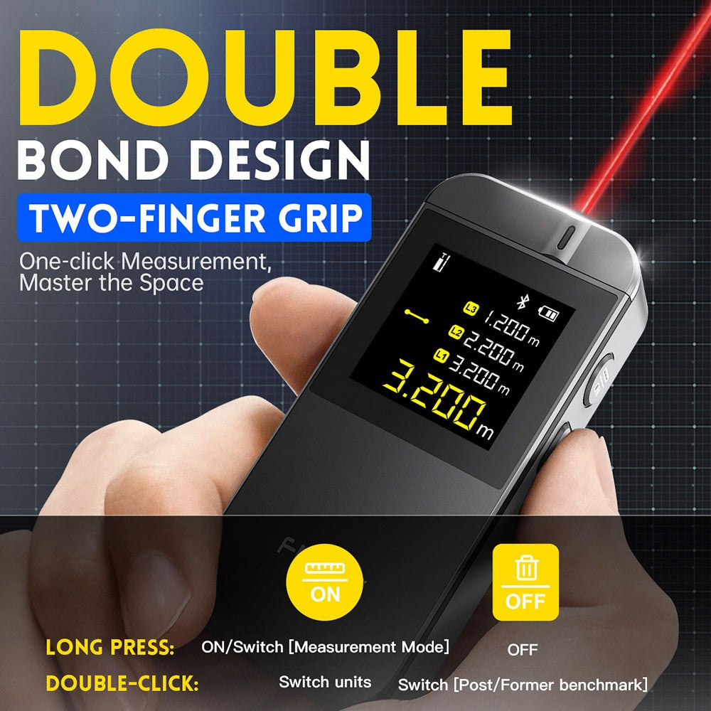 FNIRSI IR40 Smart Laser Rangefinder, Digital Distance Meter, 40M Measurement Range, 360-Degree Gravity Sensor, App Connection, 400mAh Battery - Grey