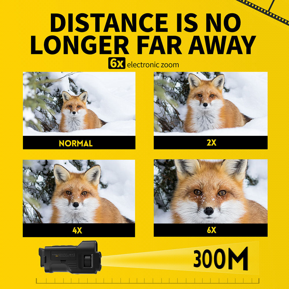 FNIRSI NVS-20 4K Digital Night Vision Monocular, 1.54inch IPS Screen, 6X Max Digital Zoom, 850nm Infrared Light, 7-level Adjustable IR - Black