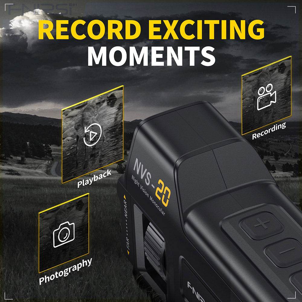 FNIRSI NVS-20 4K Digital Night Vision Monocular, 1.54inch IPS Screen, 6X Max Digital Zoom, 850nm Infrared Light, 7-level Adjustable IR - Black