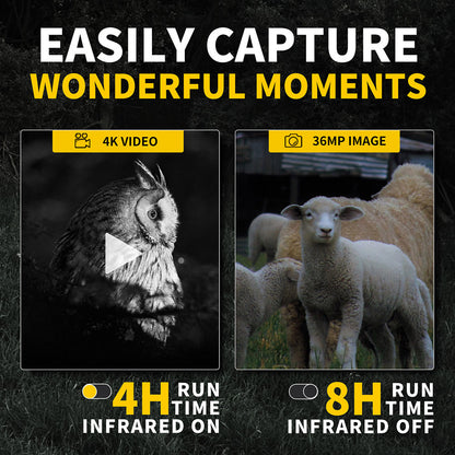 FNIRSI NVS-20 4K Digital Night Vision Monocular, 1.54inch IPS Screen, 6X Max Digital Zoom, 850nm Infrared Light, 7-level Adjustable IR - Black