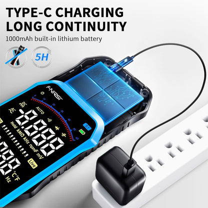 FNIRSI S1 Handheld Digital Multimeter, 9999 Counts, AC/DC Voltage Tester, Auto Range, NCV Measures, 1000mAh Rechargeable Battery, Flashlight Function