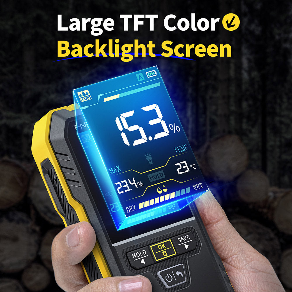 FNIRSI WMT-10 Pinless Moisture Meter, 2.4-inch Screen, 17mm Measure Depth