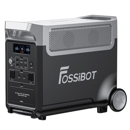 FOSSiBOT F3600 Portable Power Station, 3840Wh LiFePO4 Solar Generator, 3300W AC Output, 2000W Max Solar Charge, Fully Recharge in 1.8 Hours, 15 Output Ports, LCD Screen, Removable Flashlight Torch, 3W LED Light, with Rolling Wheels