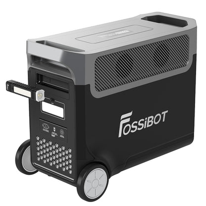 FOSSiBOT F3600 Portable Power Station, 3840Wh LiFePO4 Solar Generator, 3300W AC Output, 2000W Max Solar Charge, Fully Recharge in 1.8 Hours, 15 Output Ports, LCD Screen, Removable Flashlight Torch, 3W LED Light, with Rolling Wheels