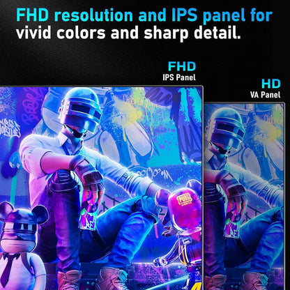 FYHXele FY24FHR 24 inch Gaming Monitor, 1920*1080 16:9 IPS Screen, 180Hz Refresh Rate, 1ms (MPRT) Response Time, 99% sRGB, AMD FreeSync &amp; Adaptive-Sync, HDR10, 178° Viewing Angle, 75*75mm VESA Mountable