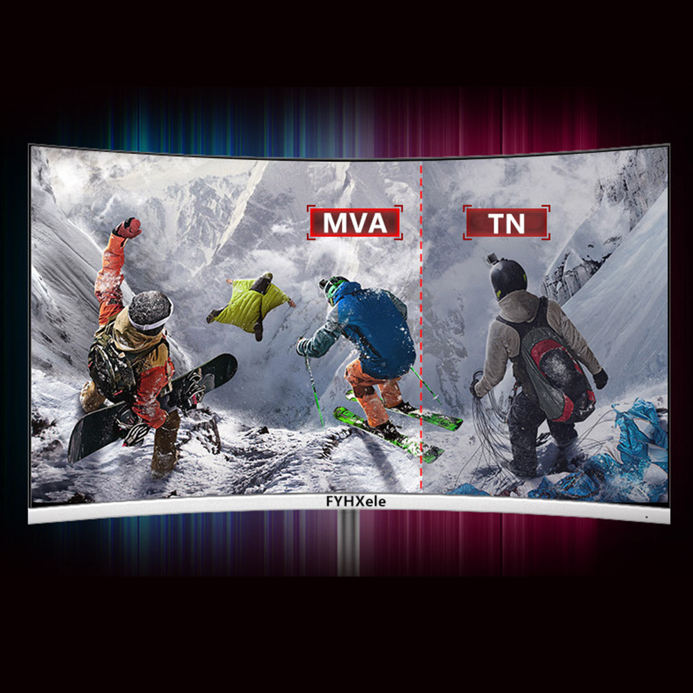 FYHXele FY24FMC-W Gaming Monitor, 24inch 1080P FHD 16:9 VA Screen, 75Hz Refresh Rate, 2800R MVA Panel, 2ms Response Time, 99% sRGB, Adjustable Tilt, White