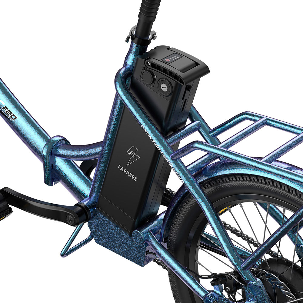 Fafrees F20 Lasting Electric Bike, 250W Motor, 36V 18.2Ah Battery, 20*1.95" Tires, 25km/h Max Speed, 120km Max Range, Mechanical Disc Brakes, SHIMANO 7 Speed - Radiant Teal