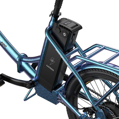 Fafrees F20 Lasting Electric Bike, 250W Motor, 36V 18.2Ah Battery, 20*1.95" Tires, 25km/h Max Speed, 120km Max Range, Mechanical Disc Brakes, SHIMANO 7 Speed - Radiant Teal