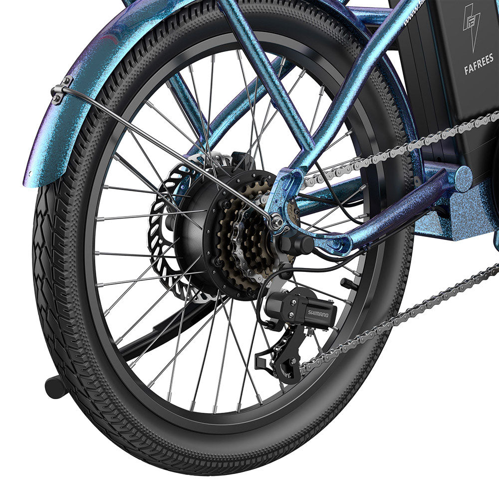 Fafrees F20 Lasting Electric Bike, 250W Motor, 36V 18.2Ah Battery, 20*1.95" Tires, 25km/h Max Speed, 120km Max Range, Mechanical Disc Brakes, SHIMANO 7 Speed - Radiant Teal