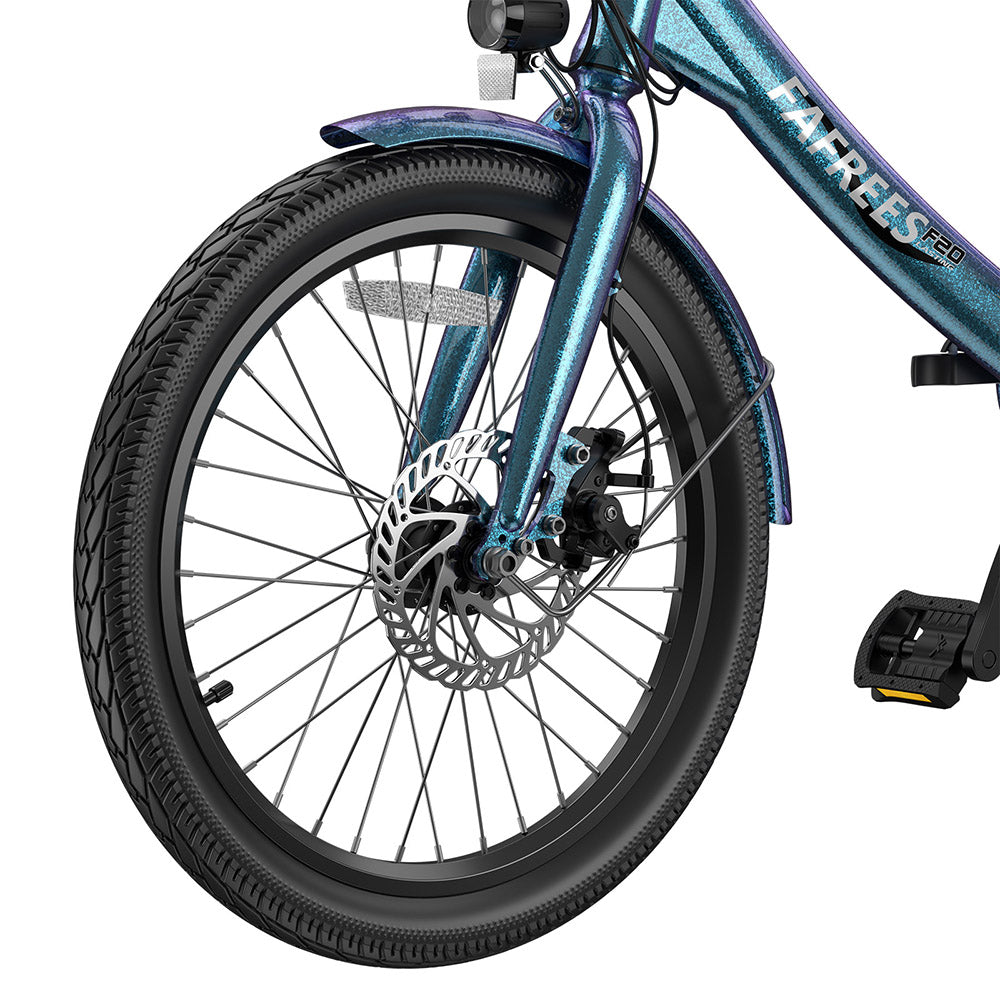 Fafrees F20 Lasting Electric Bike, 250W Motor, 36V 18.2Ah Battery, 20*1.95" Tires, 25km/h Max Speed, 120km Max Range, Mechanical Disc Brakes, SHIMANO 7 Speed - Radiant Teal