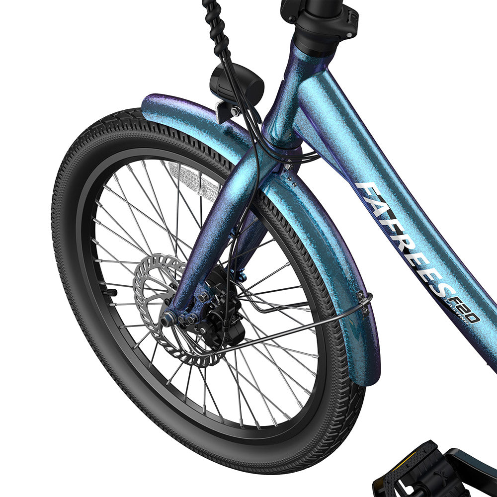 Fafrees F20 Lasting Electric Bike, 250W Motor, 36V 18.2Ah Battery, 20*1.95" Tires, 25km/h Max Speed, 120km Max Range, Mechanical Disc Brakes, SHIMANO 7 Speed - Radiant Teal