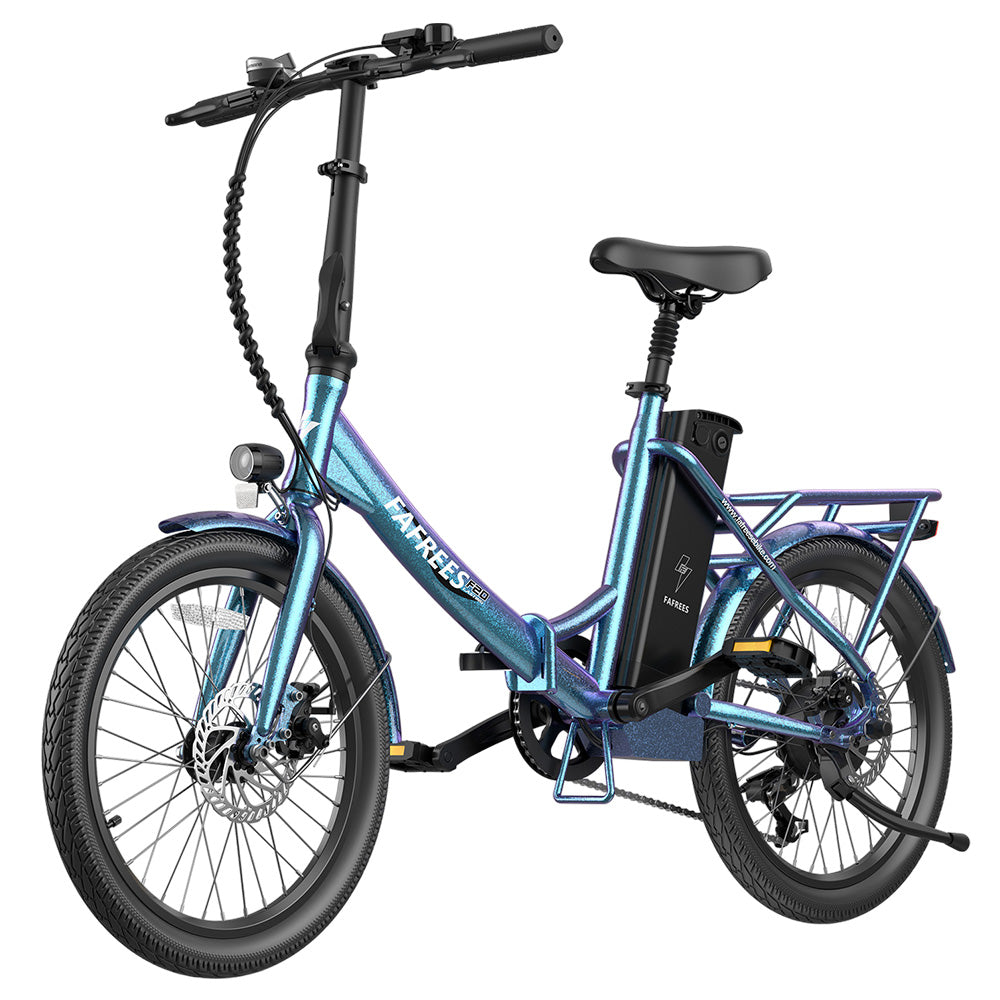 Fafrees F20 Lasting Electric Bike, 250W Motor, 36V 18.2Ah Battery, 20*1.95" Tires, 25km/h Max Speed, 120km Max Range, Mechanical Disc Brakes, SHIMANO 7 Speed - Radiant Teal