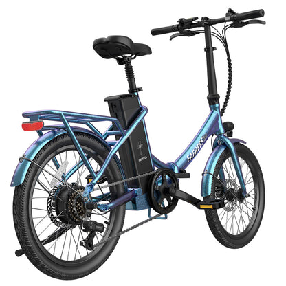 Fafrees F20 Lasting Electric Bike, 250W Motor, 36V 18.2Ah Battery, 20*1.95" Tires, 25km/h Max Speed, 120km Max Range, Mechanical Disc Brakes, SHIMANO 7 Speed - Radiant Teal