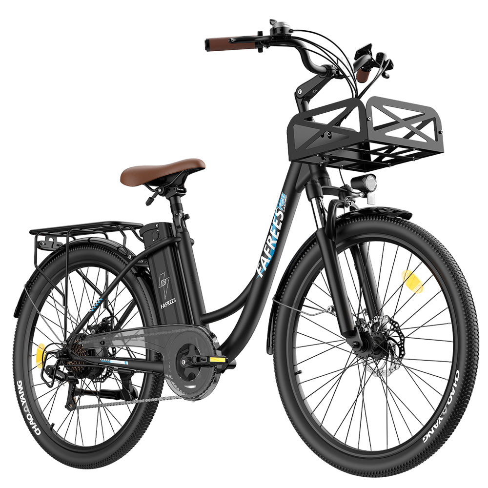 Fafrees F26 Lasting Electric Bike, 250W Motor, 36V 20.3Ah Battery, 26*1.95'' Tires, 25km/h Max Speed, 140km Range, SHIMANO 7 Speed, Mechanical Disc Brakes, 2.3-inch LCD Display - Black
