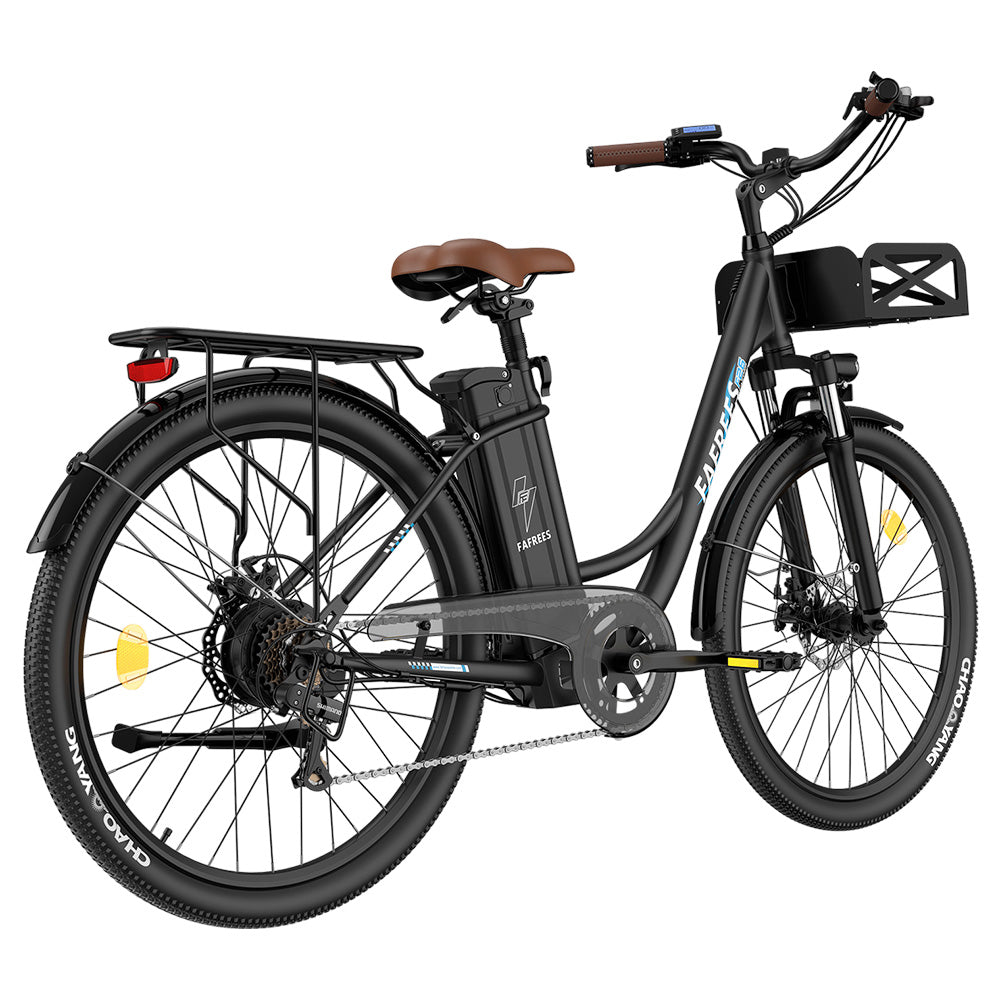 Fafrees F26 Lasting Electric Bike, 250W Motor, 36V 20.3Ah Battery, 26*1.95'' Tires, 25km/h Max Speed, 140km Range, SHIMANO 7 Speed, Mechanical Disc Brakes, 2.3-inch LCD Display - Black