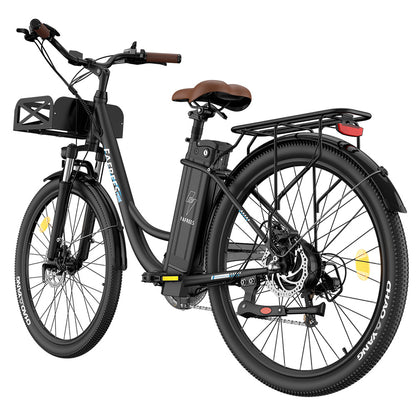 Fafrees F26 Lasting Electric Bike, 250W Motor, 36V 20.3Ah Battery, 26*1.95'' Tires, 25km/h Max Speed, 140km Range, SHIMANO 7 Speed, Mechanical Disc Brakes, 2.3-inch LCD Display - Black