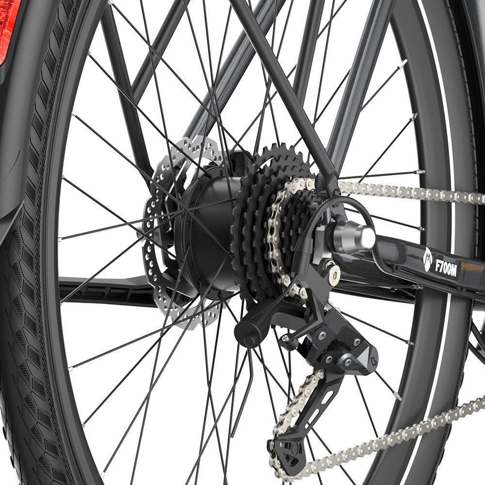 Fafrees F700M Electric Bike, 250W Motor, 36V 10Ah Battery, 700*42C Tires, 25km/h Max Speed, 100km Max Range, Hydraulic Disc Brakes, Torque Sensor, SHIMANO CUES 9-speed - Black