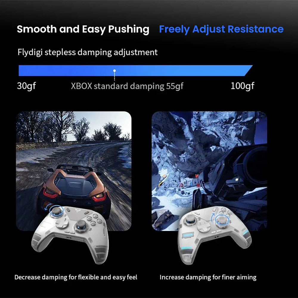 Flydigi APEX 4 Gaming Controller, Force Feedback Trigger, Force-adjustable Alloy Joystick, 1000Hz Polling Rate, LCD Display, Compatible with PC, NS, TV, Android &amp; Laptop