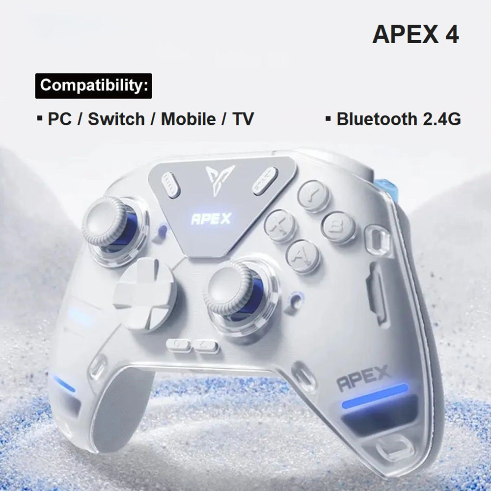 Flydigi APEX 4 Gaming Controller, Force Feedback Trigger, Force-adjustable Alloy Joystick, 1000Hz Polling Rate, LCD Display, Compatible with PC, NS, TV, Android &amp; Laptop