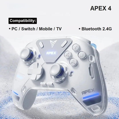 Flydigi APEX 4 Gaming Controller, Force Feedback Trigger, Force-adjustable Alloy Joystick, 1000Hz Polling Rate, LCD Display, Compatible with PC, NS, TV, Android &amp; Laptop