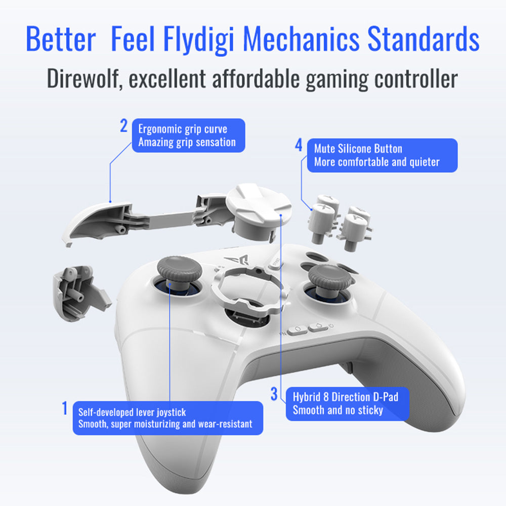 Flydigi Direwolf 3 Gaming Controller, Hall Effect Trigger, 1000Hz Polling Rate, Compatible with PC / Switch / Apple / Android