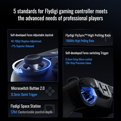 Flydigi Vader 4 Pro Gaming Controller, Force Adjustment Lever Joystick, Hall &amp; Micro 2-in-1 Triggers, 1000Hz Polling Rate, Compatible with PC, NS, TV, Android &amp; Laptop