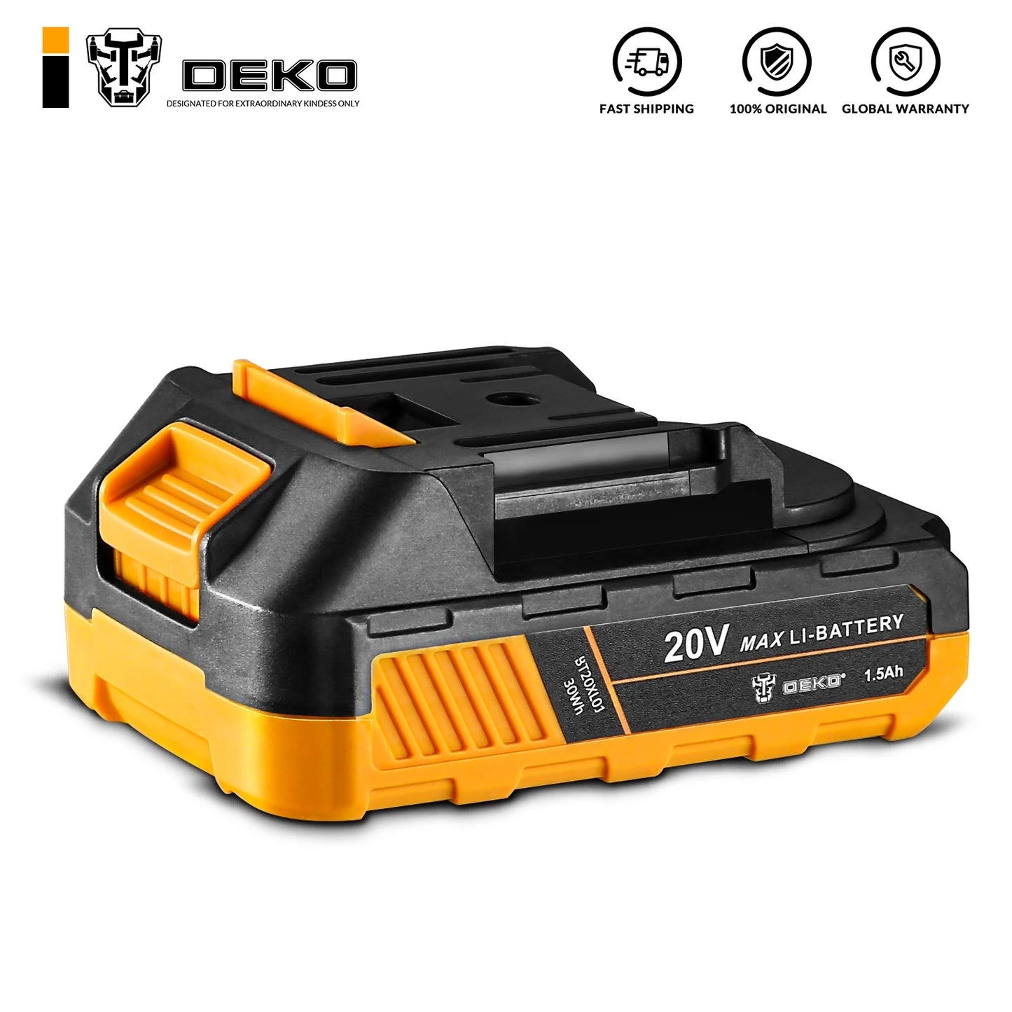 DEKO 20V lítiová batéria 1500mAh akumulátorová vŕtačka pre DKCD20XL01