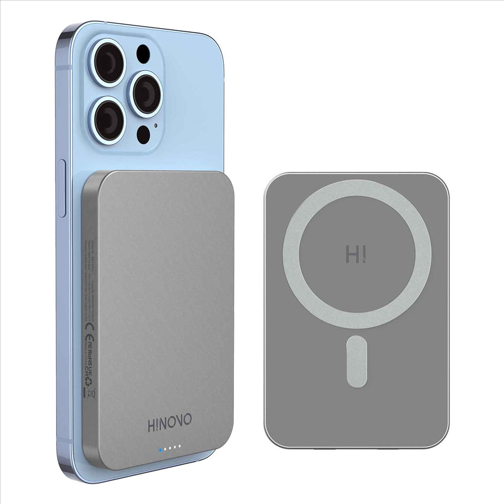 HINOVO MB1-5000 Magnetic Wireless Portable Charger, 5000mAh Magnetic Power Bank, Mag-Safe Battery Pack for iPhone 14/13/12 Series Compatible with Mag-Safe Case, 20W PD Fast Charging Ultra Slim and Light