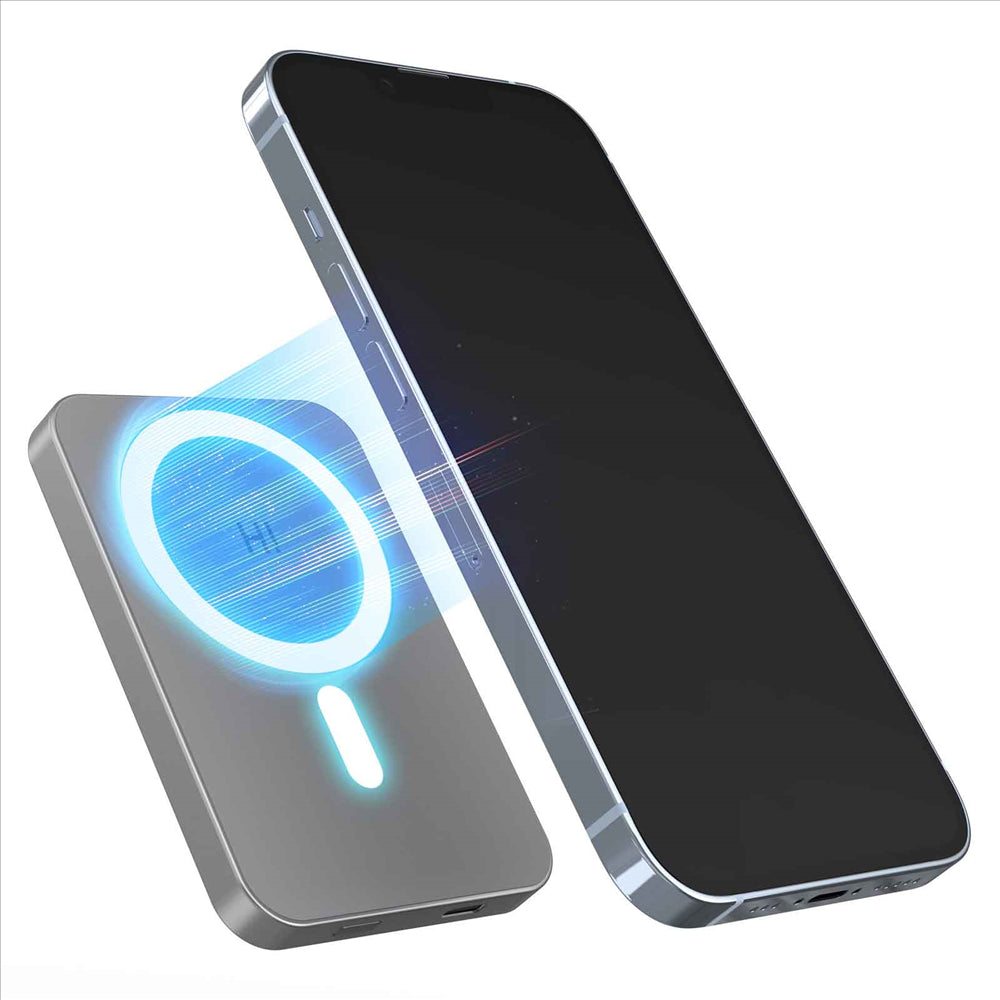 HINOVO MB1-5000 Magnetic Wireless Portable Charger, 5000mAh Magnetic Power Bank, Mag-Safe Battery Pack for iPhone 14/13/12 Series Compatible with Mag-Safe Case, 20W PD Fast Charging Ultra Slim and Light